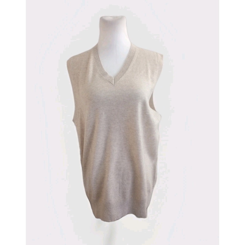 Kallspin Women Sweater Vest Wool Blend Size M Nwt  Beige Heather Old Money